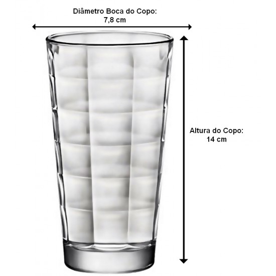 Jogo 6 Copos 375ml Long Drink Cube Bormioli Rocco Em Vidro